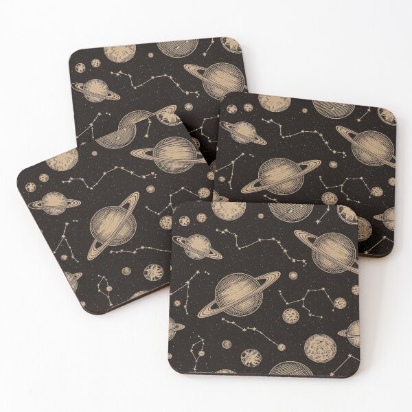 Item preview, Vintage Saturn & Constellations on Black Pattern designed and sold by Kaleidoscope Print.