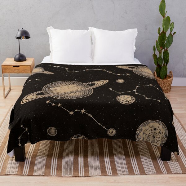 Item preview, Vintage Saturn & Constellations on Black Pattern designed and sold by Kaleidoscope Print.
