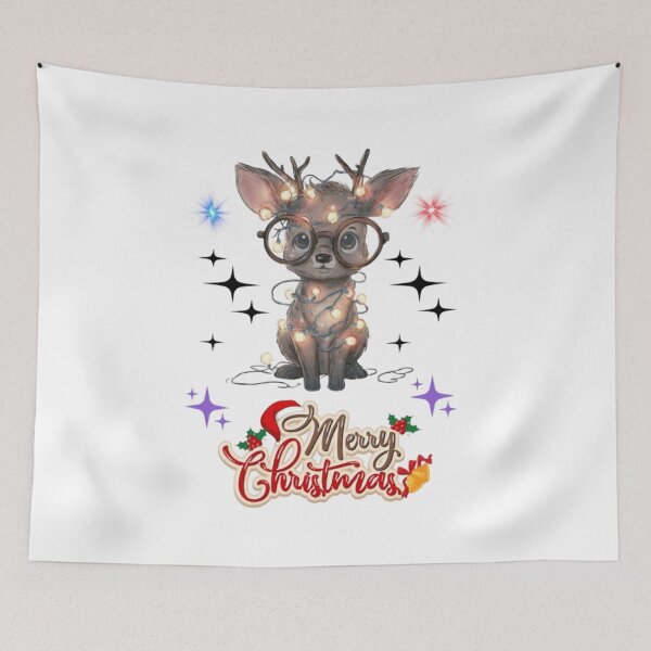 Item preview, Cute Baby Reindeer Wishing You a Merry Christmas! designed and sold by artistmagicshop.