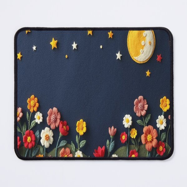 Item preview, Felted Moonlit Garden | Soft Night Floral Art | Dreamy Felt Aesthetic designed and sold by MusicSoulMystics.