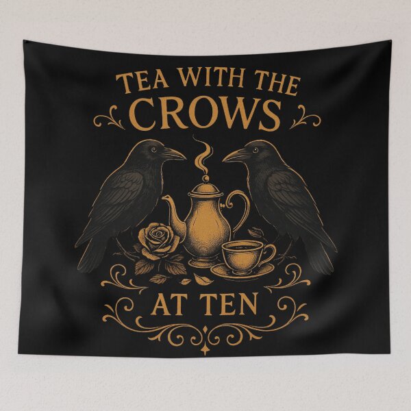 Item preview, Tea With The Crows — Gothic Cottagecore Crow Tea Party Design designed and sold by Mouraludia.
