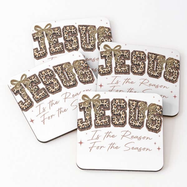 Item preview, Glitter Leopard Jesus Is The Reason For The Season, Bibble Verse, Preppy Christmas designed and sold by vintagearttee.