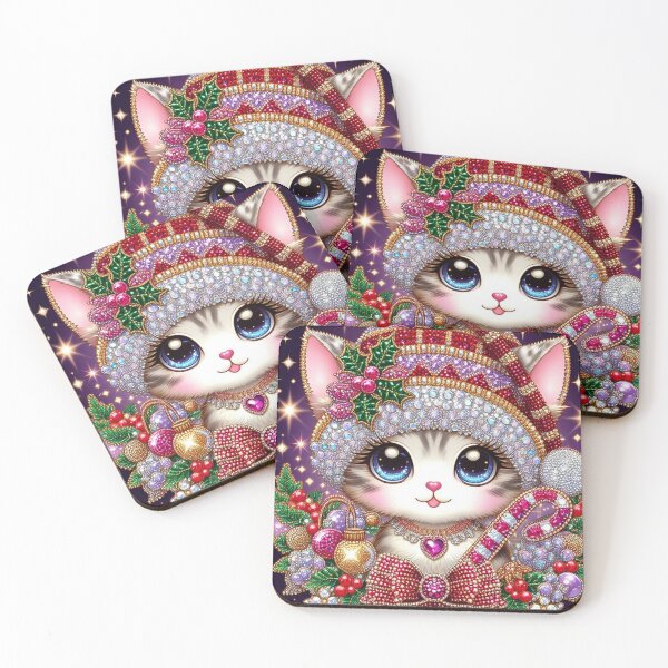 Item preview, Rhinestone Christmas Cat designed and sold by Solace Sparkles.