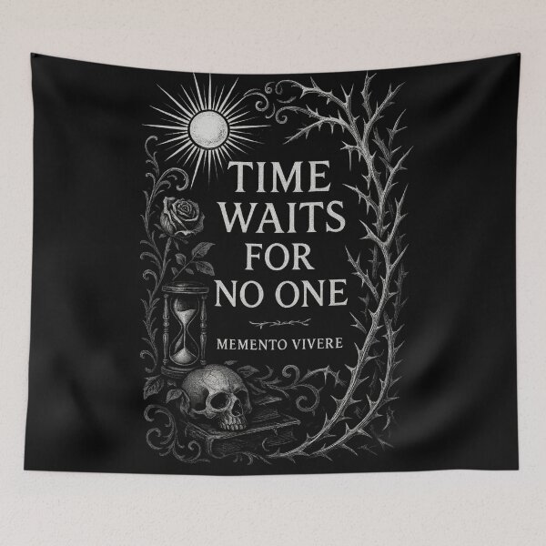 Item preview, Time Waits For No One — Memento Vivere Gothic Skull Hourglass Design designed and sold by Mouraludia.