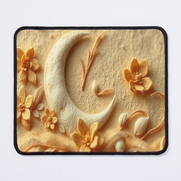 Item preview, Felted Golden Moon Blossom | Celestial Felt Art | Soft Floral Night Scene designed and sold by MusicSoulMystics.