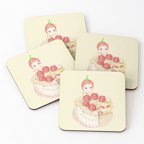 Item preview, Sonny Angel Inspired Strawberry Cake Cute Cherub Pink Girlie Kawaii  designed and sold by Makeartwhynot.