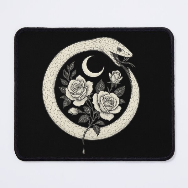 Item preview, Ouroboros Snake & Roses — Gothic Moon Serpent Circle Symbol designed and sold by Mouraludia.