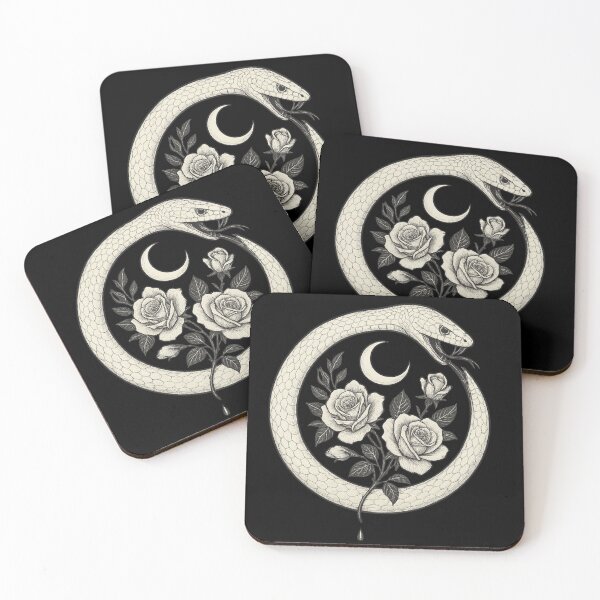 Item preview, Ouroboros Snake & Roses — Gothic Moon Serpent Circle Symbol designed and sold by Mouraludia.