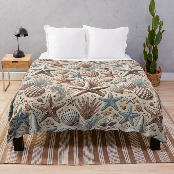 Item preview, Starfish and Seashell Pattern – Coastal Ocean Nature Art designed and sold by denip.