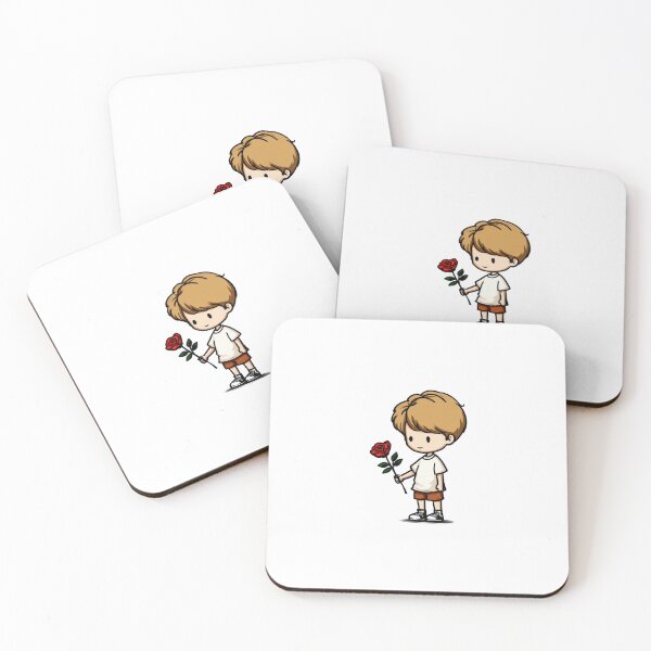 Item preview, Cute chibi boy holding red rose love gift illustration Valentine character cartoon art designed and sold by Mimoshi ⭐⭐⭐⭐⭐.