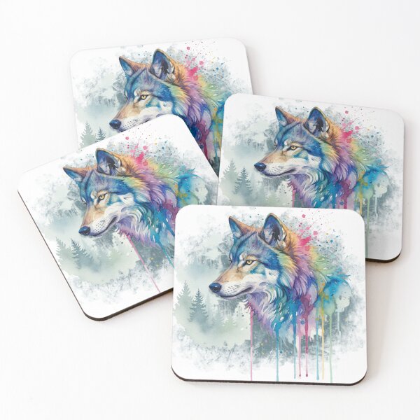 Item preview, Watercolor Wolf Splatter – Artistic Forest Wildlife Painting designed and sold by Artdesign17.