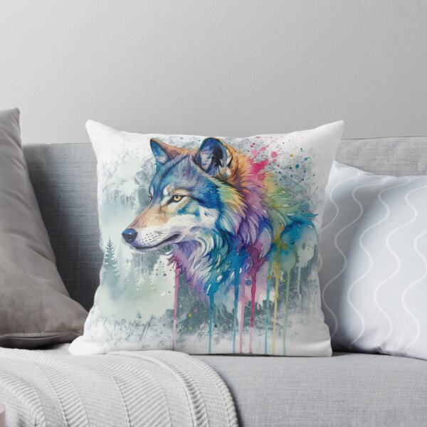 Item preview, Watercolor Wolf Splatter – Artistic Forest Wildlife Painting designed and sold by Artdesign17.