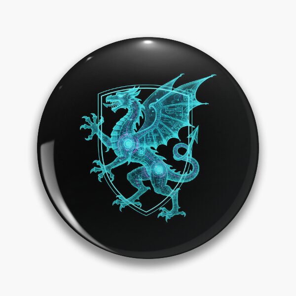 Item preview, Holographic Cyberpunk Dragon Heraldry Crest designed and sold by Dakson Design - Fantasy Art.
