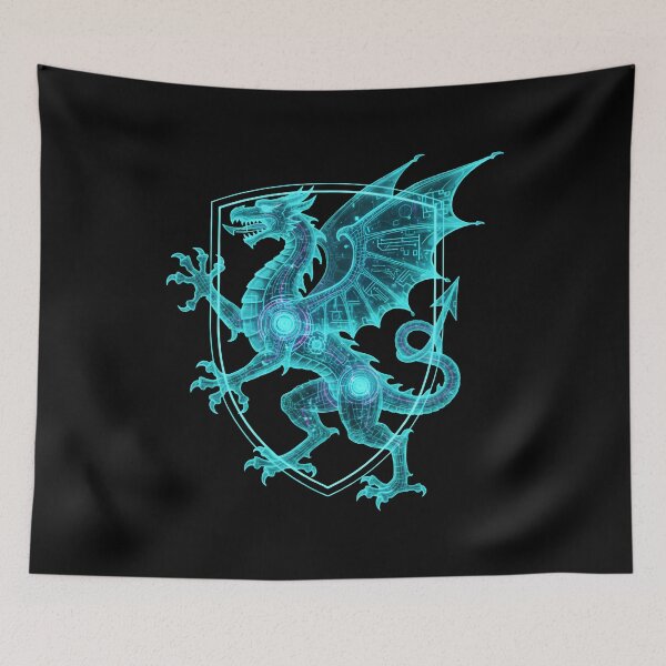 Item preview, Holographic Cyberpunk Dragon Heraldry Crest designed and sold by Dakson Design - Fantasy Art.