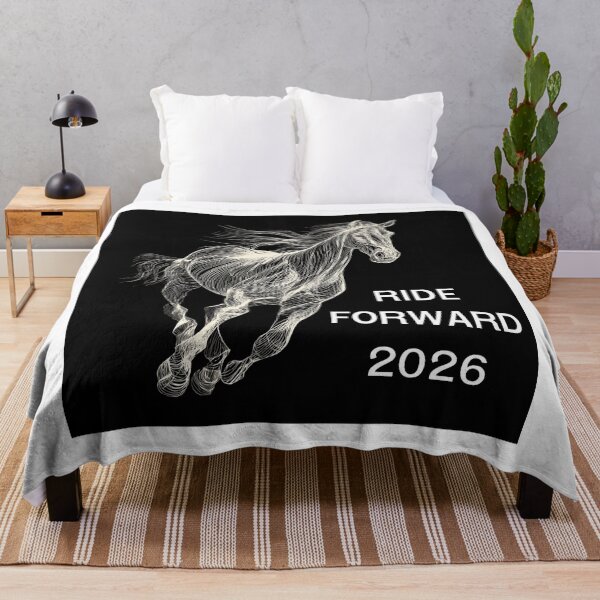 Item preview, White horse illustration with Ride Forward 2026 text designed and sold by DadGenX.