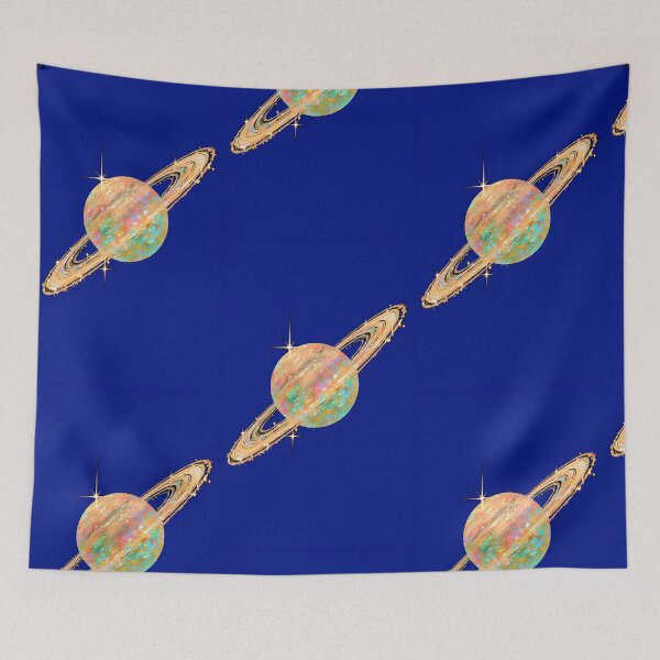 Item preview, Royal Blue Cosmic Saturn | Glitter Galaxy Planet Art | Celestial Space Illustration | Vibrant Astral Design designed and sold by ClaraToneStudio.