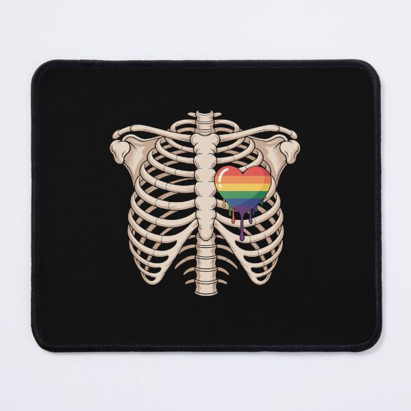 Item preview, Skeleton Heart rib cage X-ray of Rainbow heart LGBTQ Pride designed and sold by catsdothingz.