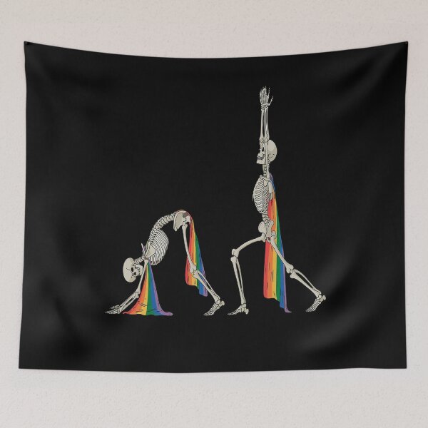 Item preview, Skeleton Pride Yoga Rainbow heart LGBTQ Pride designed and sold by catsdothingz.