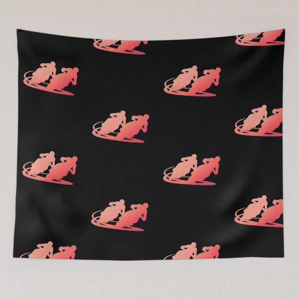 Item preview, Two motorbike riders turning in a race curve_25_Red Paint_side view designed and sold by Aariq.