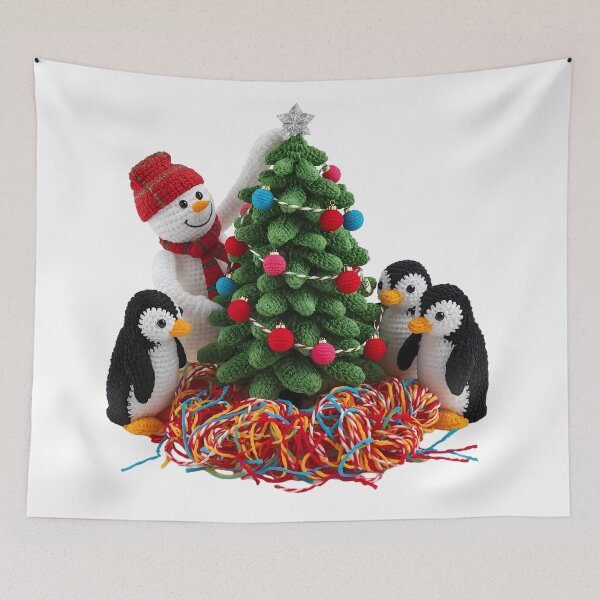 Item preview, Amigurumi Snowman on Ladder Decorating Christmas Tree designed and sold by TANKLI.