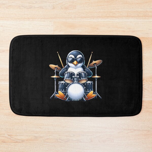 Item preview, Penguin Playing Drums Rock Band Musician Funny Winter Theme designed and sold by KarlaLeanne.