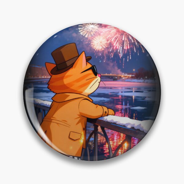 Item preview, Winter Night Investigator Cat – Festive New Year Scene designed and sold by SmartDesigner-.
