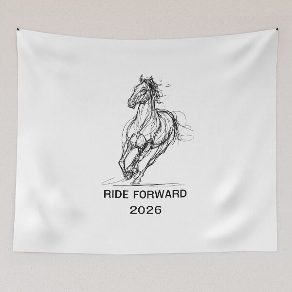 Item preview, Skecth horse illustration with Ride Forward 2026 text designed and sold by DadGenX.