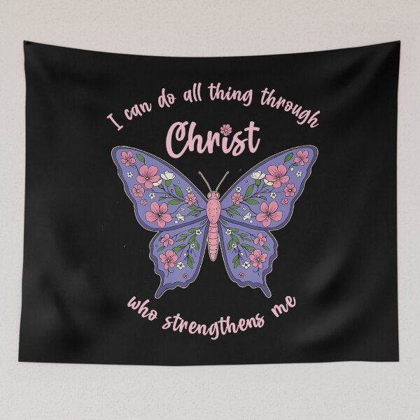 Item preview, I Can Do All Things Through Christ Chinoiserie Butterfly designed and sold by SelmaBonnie.