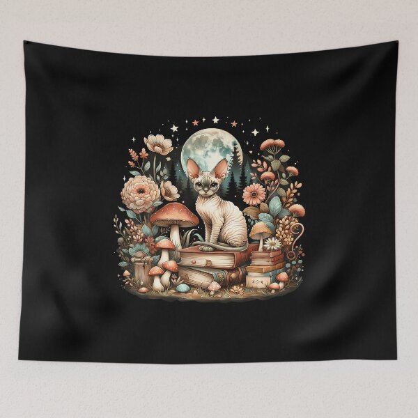 Item preview, Cute Mushroom Cottagecore Aesthetic Devon Rex Cat For designed and sold by PatriciaKelsey.