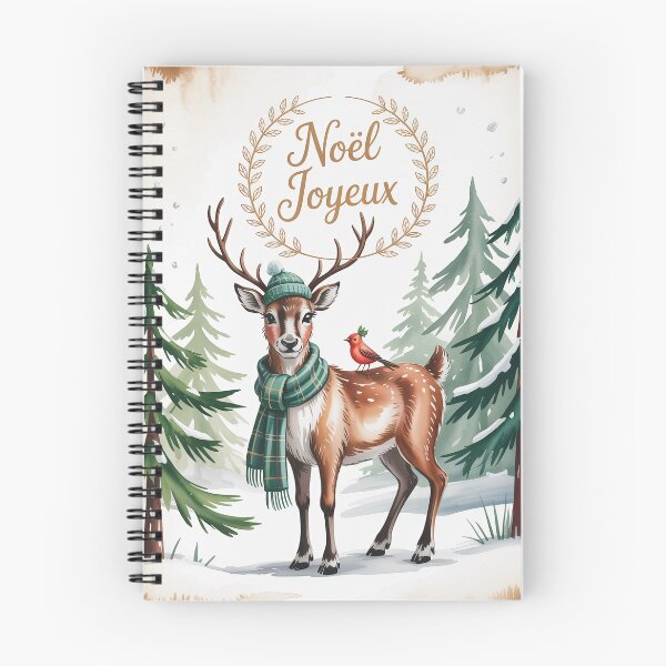 Item preview, Noël Joyeux Winter Deer & Cardinal Christmas Illustration designed and sold by LunaPixelStudio.