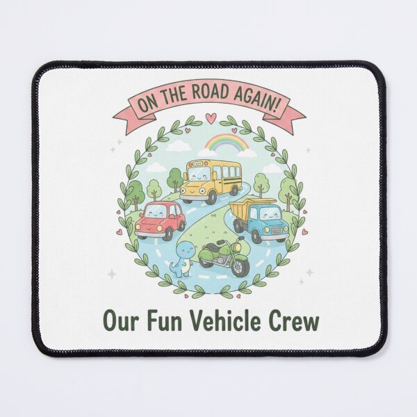Item preview, Cute Vehicle Crew – On The Road Again | Kawaii Cars, Bus & Trucks Illustration designed and sold by Sksticker991.