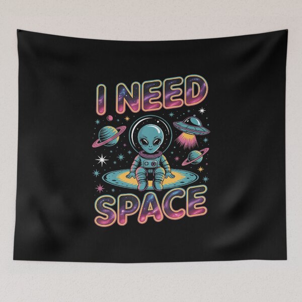 Item preview, I Need Space Funny Alien Astronaut Retro Planet designed and sold by AlyceLynne.