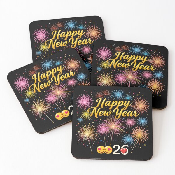 Item preview, Happy New Year 2026 Fireworks – Vibrant Colorful Celebration on Black Background designed and sold by PixelVibe782.