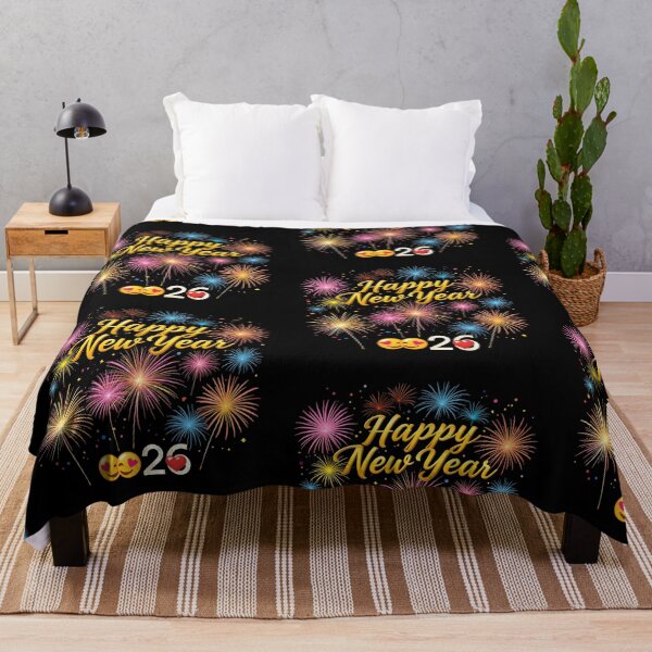 Item preview, Happy New Year 2026 Fireworks – Vibrant Colorful Celebration on Black Background designed and sold by PixelVibe782.