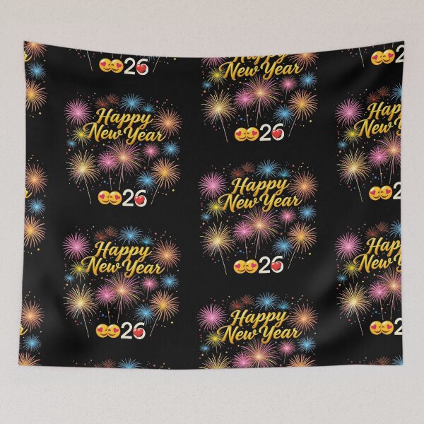 Item preview, Happy New Year 2026 Fireworks – Vibrant Colorful Celebration on Black Background designed and sold by PixelVibe782.