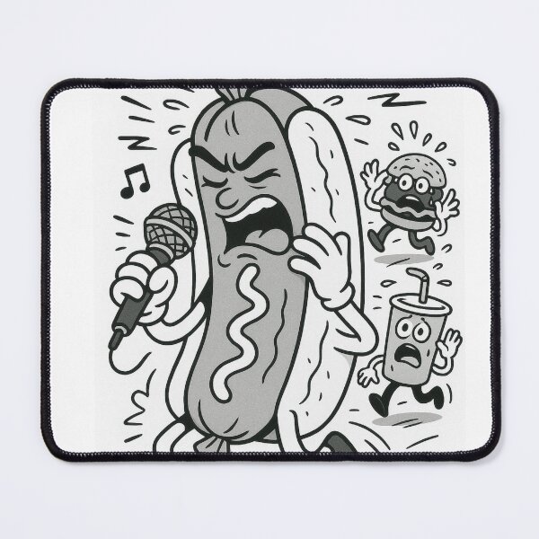 Item preview, Rockstar Hot Dog – Funny Cartoon Singing Food Art designed and sold by ComedyInkFactor.