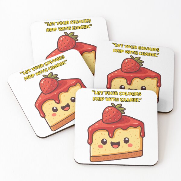 Item preview, Let Your Colours Drip with Charm – Cute Kawaii Strawberry Cheesecake Art designed and sold by Latitude 1°N.