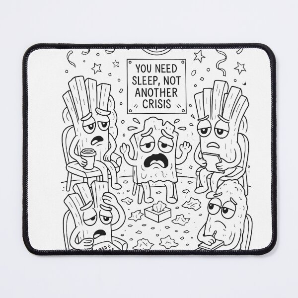 Item preview, Midnight Snack Support Group – Funny Crisis Coloring Page designed and sold by ComedyInkFactor.