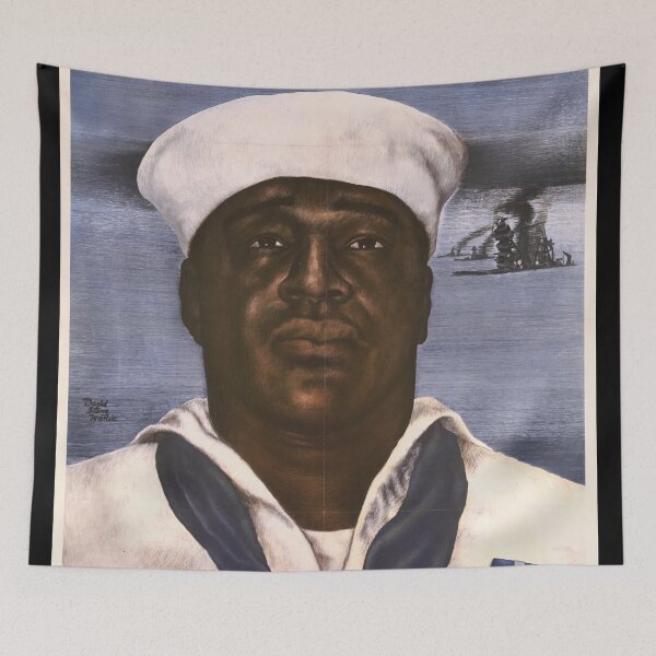 Item preview, World War II Poster | Dorie Miller Heroic Sailor Art | Navy Cross | Pearl Harbor Tribute | David Stone Martin | Historical Print designed and sold by artofuniverse.