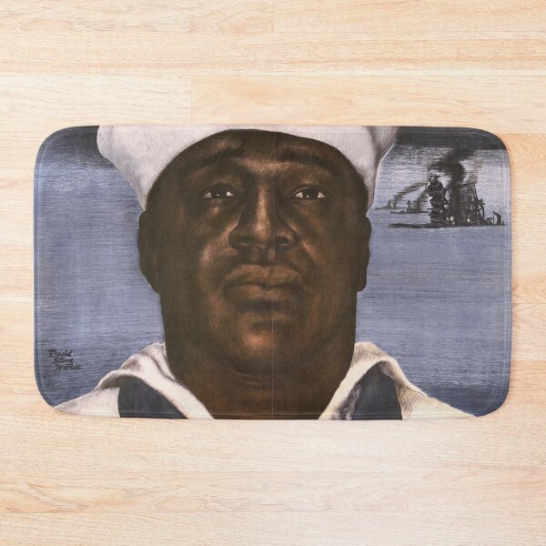 Item preview, World War II Poster | Dorie Miller Heroic Sailor Art | Navy Cross | Pearl Harbor Tribute | David Stone Martin | Historical Print designed and sold by artofuniverse.