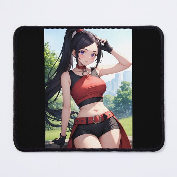 Item preview, Jade Martina Original Character Art | Long Ponytail Red Crop Top Urban Style designed and sold by iloveanimechibi.