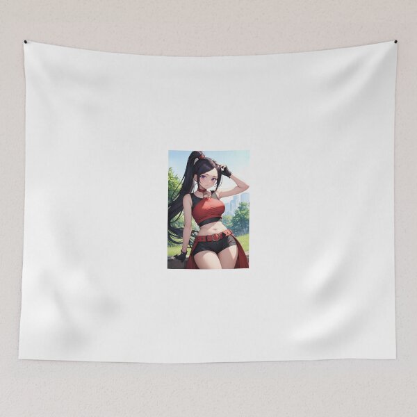 Item preview, Jade Martina Original Character Art | Long Ponytail Red Crop Top Urban Style designed and sold by iloveanimechibi.