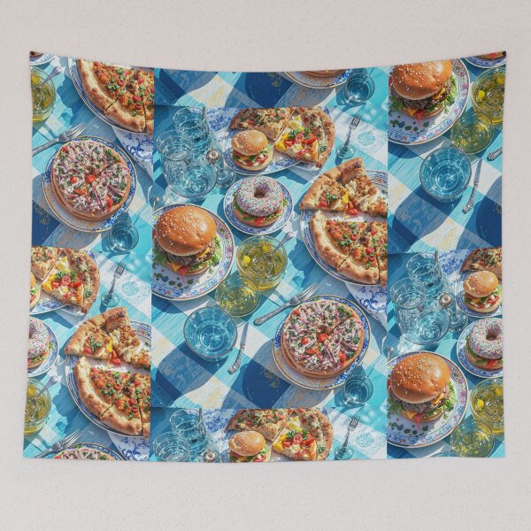 Item preview, Vibrant Summer Picnic – Colorful Food Art with Burgers, Pizza & Lemon Drinks designed and sold by Grafititee.