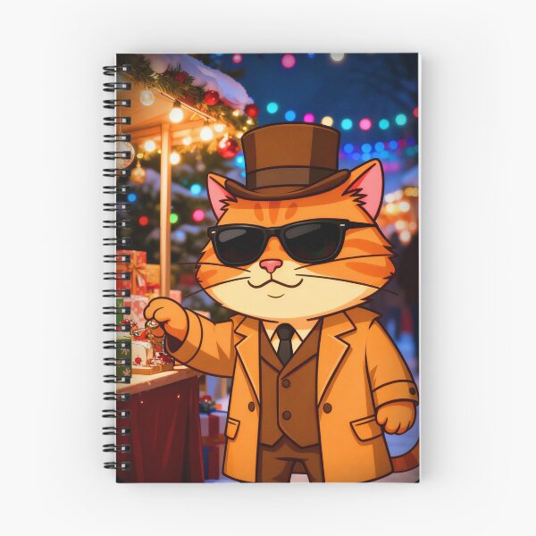 Aperçu de l'œuvre Chat détective du marché de Noël – Illustrations hivernales magiques créée et vendue par SmartDesigner-.