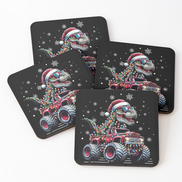 Item preview, Cool T Rex Dinosaur Monster Truck Christmas Lights Santa Hat designed and sold by AnsadoWinu.