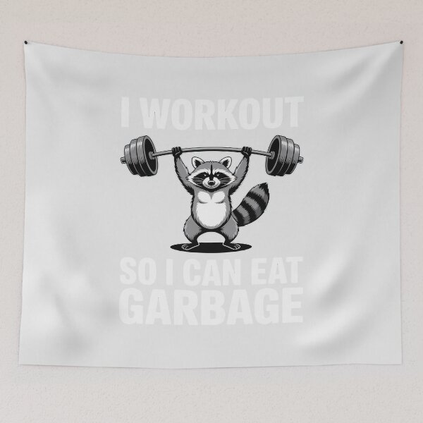 Item preview, I Work Out So I Can Eat Garbage Raccoon Weight Lifting Gym designed and sold by Rotasiin.