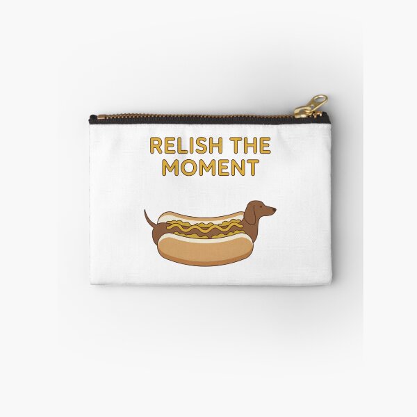 Item preview, RELISH THE MOMENT - dachshund hotdog design, food pun designed on designed and sold by GagShots.