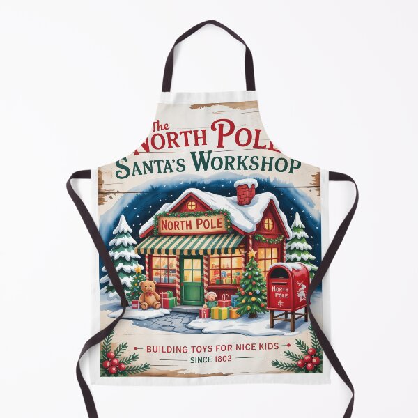 Item preview, North Pole Santa’s Workshop Christmas Illustration designed and sold by LunaPixelStudio.