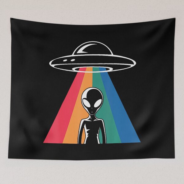 Item preview, Ufo Abduction Alien Retro Rainbow Vibes designed and sold by LynneMarisa.