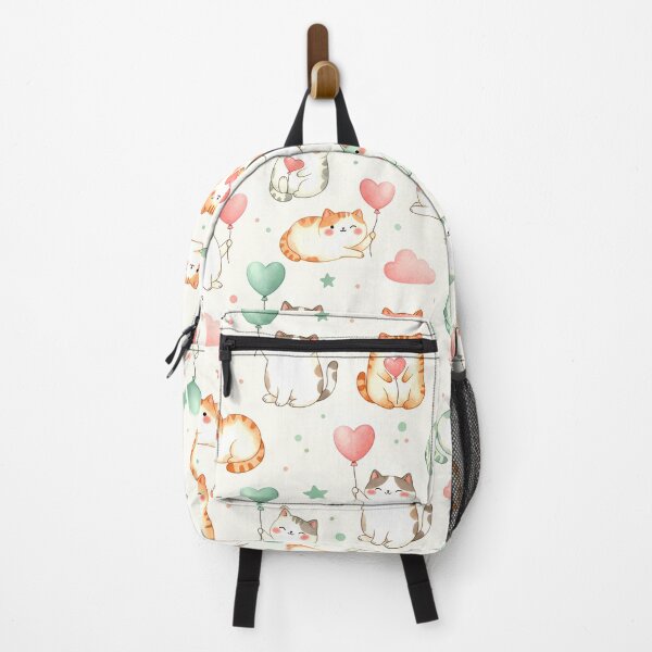 Item preview, Pastel Chibi Cats with Heart Balloons Seamless Pattern designed and sold by meesub.
